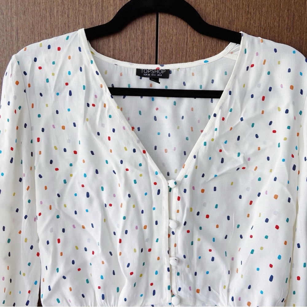 Topshop Sprinkle Polka Dot Print Multicolour Blouse